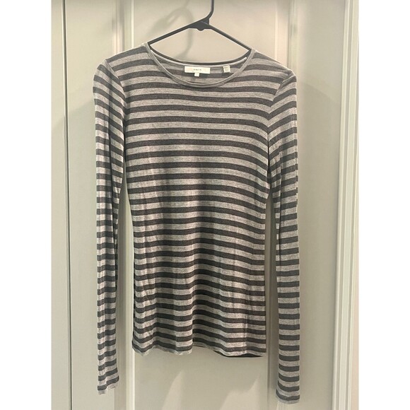 VINCE Charcoal Striped Long-Sleeved T, Size S - Picture 1 of 4